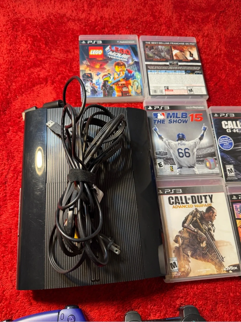 Sony PS3 Slim Console Bundle in Black with Purple Controller